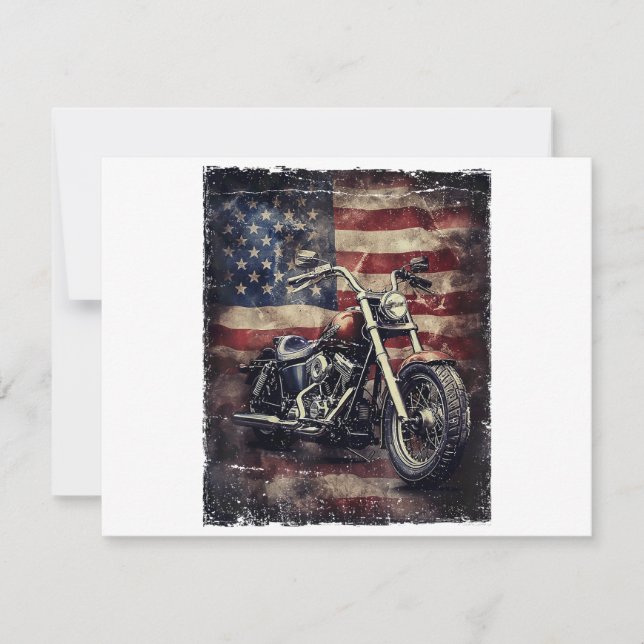 Vintage Motorcycle USA Flag Retro Biker American (Front)