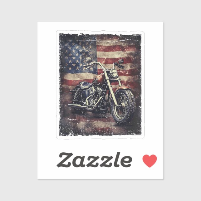 Vintage Motorcycle USA Flag Retro Biker American (Sheet)