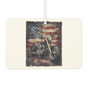 Vintage Motorcycle USA Flag Retro Biker American Air Freshener