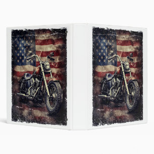 Vintage Motorcycle USA Flag Retro Biker American Binder