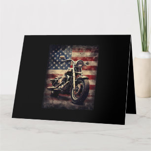 Vintage Motorcycle USA Flag Retro Biker American Card