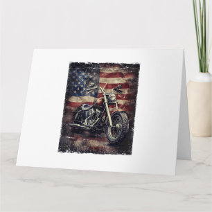 Vintage Motorcycle USA Flag Retro Biker American Card