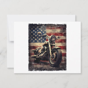 Vintage Motorcycle USA Flag Retro Biker American Holiday Card