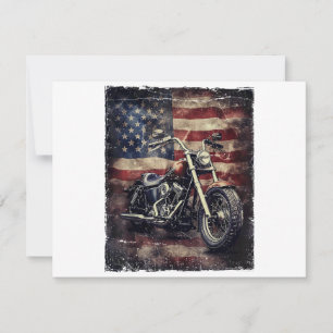 Vintage Motorcycle USA Flag Retro Biker American Save The Date