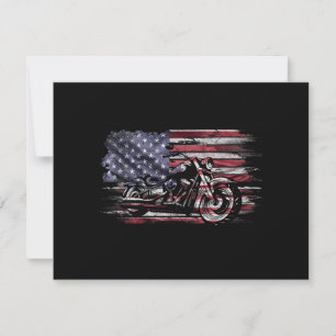 Vintage Motorcycle USA Flag Retro Biker, Motorcycl Thank You Card