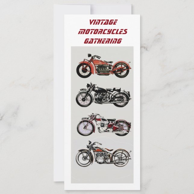 VINTAGE MOTORCYCLES GATHERING Red Black White Announcement (Front)