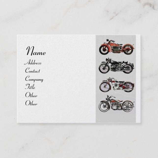 VINTAGE MOTORCYCLES Red Black Grey Business Card (Front)