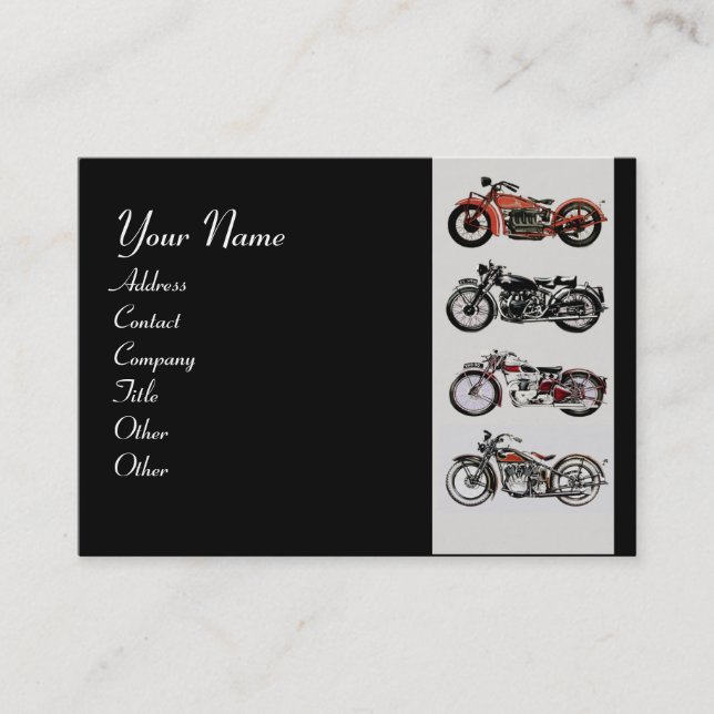 VINTAGE MOTORCYCLES red black grey Business Card (Front)