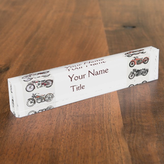 VINTAGE MOTORCYCLES Red Black White Nameplate (Side)