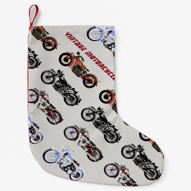 VINTAGE MOTORCYCLES SMALL CHRISTMAS STOCKING (Front)