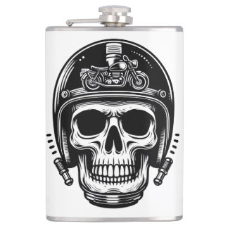 vintage motorcyclist skull legend hip flask