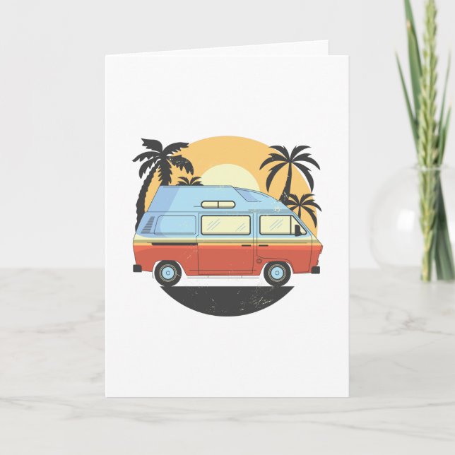 Vintage Motorhome Campervan Retro Gift Card (Front)