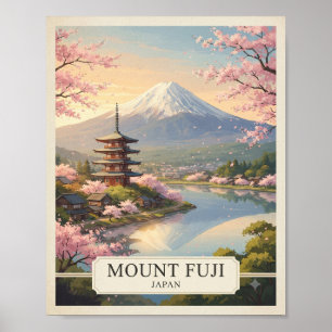 Vintage Mount Fuji Japan Travel Poster Japanese