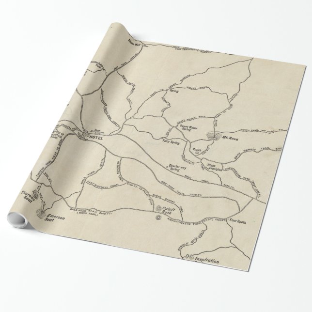 Vintage Mount Monadnock Trail Map (1910) Wrapping Paper (Unrolled)
