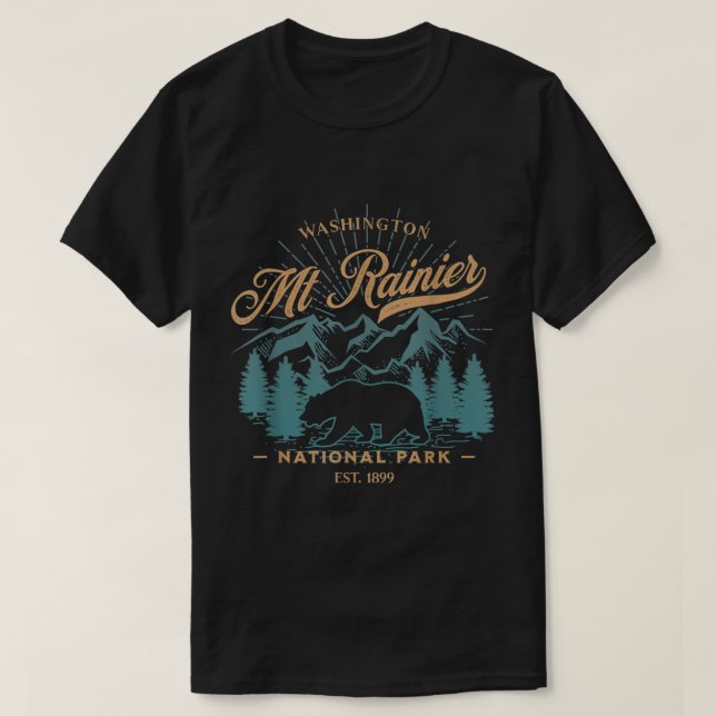 Vintage Mount Rainier National Park Bear T-Shirt (Design Front)