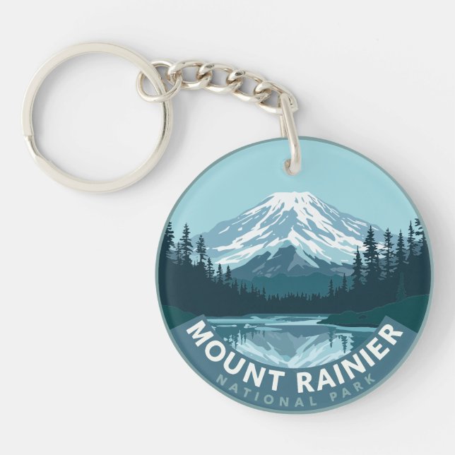 Vintage Mount Rainier National Park Keychain (Front)