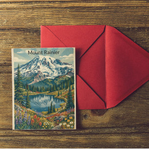 Vintage Mount Rainier National Park Mountains Postcard