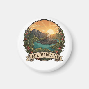 Vintage Mount Rinjani Indonesia Volcano Retro Magnet