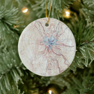 Vintage Mount Shasta Topographical Map Ceramic Ornament