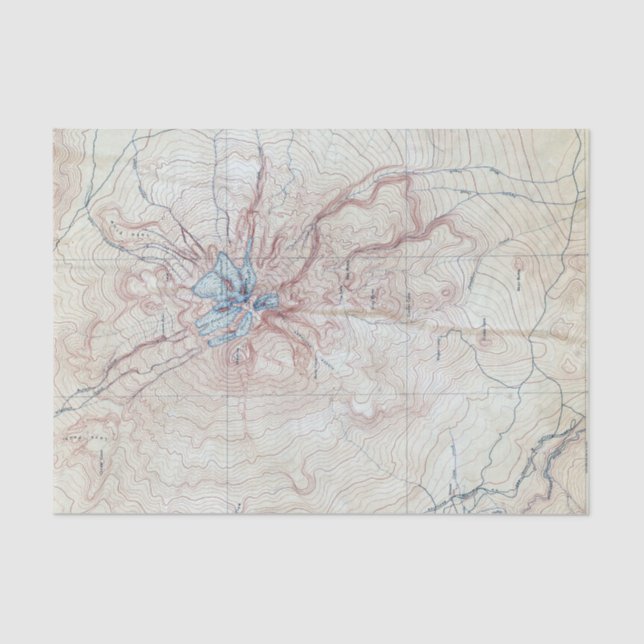 Vintage Mount Shasta Topographical Map Tissue Paper (Front)
