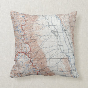 Vintage Mount Whitney California Topographical Map Throw Pillow