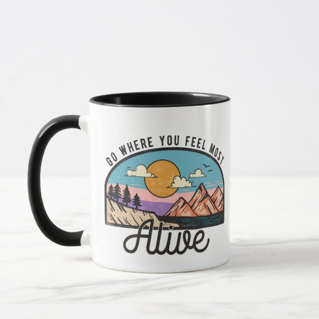 Vintage Mountain Adventure Mug (Left)