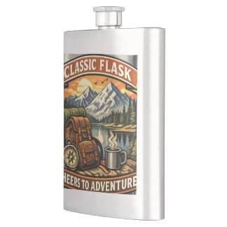 Vintage Mountain Adventure Nature Gift Hip Flask