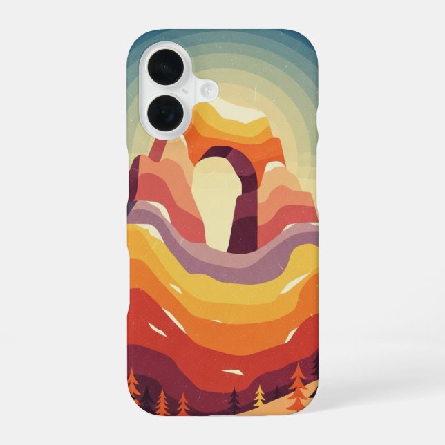 Vintage Mountain Arch iPhone 16 Case (Back)