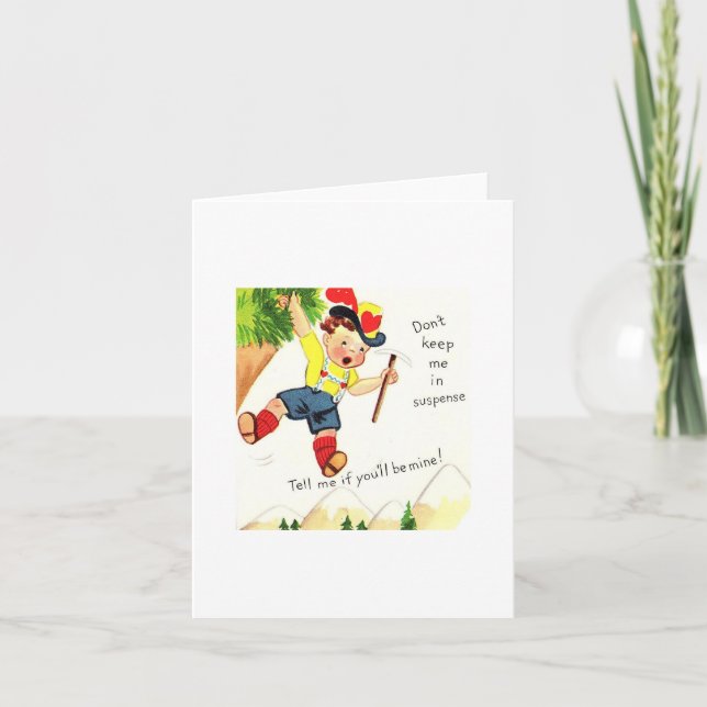 Vintage Mountain Climber Valentine Card (Front)