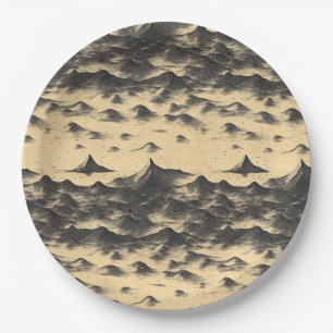 Vintage Mountain Clouds Landscape (10) Paper Plate