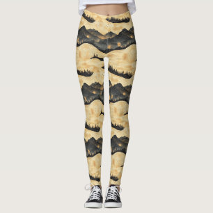 Vintage Mountain Clouds Landscape (1) Leggings