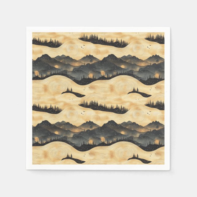 Vintage Mountain Clouds Landscape (1) Napkin (Front)