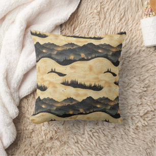 Vintage Mountain Clouds Landscape (1) Throw Pillow