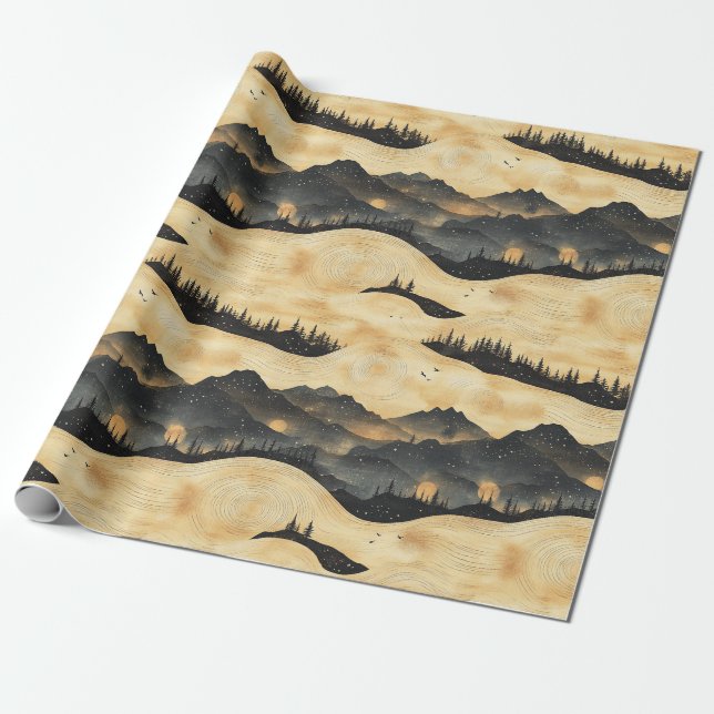 Vintage Mountain Clouds Landscape (1) Wrapping Paper (Unrolled)