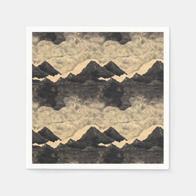 Vintage Mountain Clouds Landscape (2) Napkin (Front)