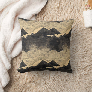 Vintage Mountain Clouds Landscape (2) Throw Pillow