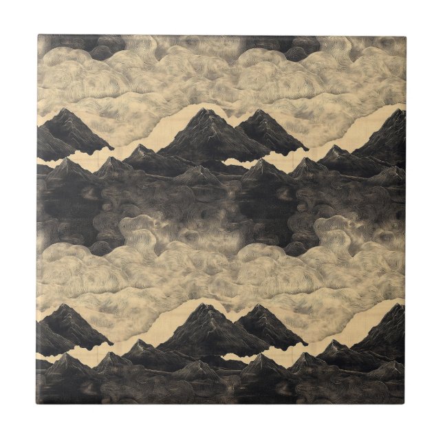 Vintage Mountain Clouds Landscape (2) Tile (Front)
