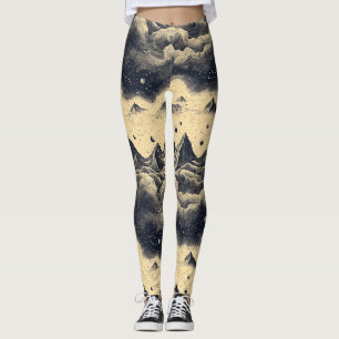 Vintage Mountain Clouds Landscape (3) Leggings