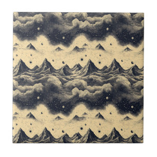 Vintage Mountain Clouds Landscape (3) Tile