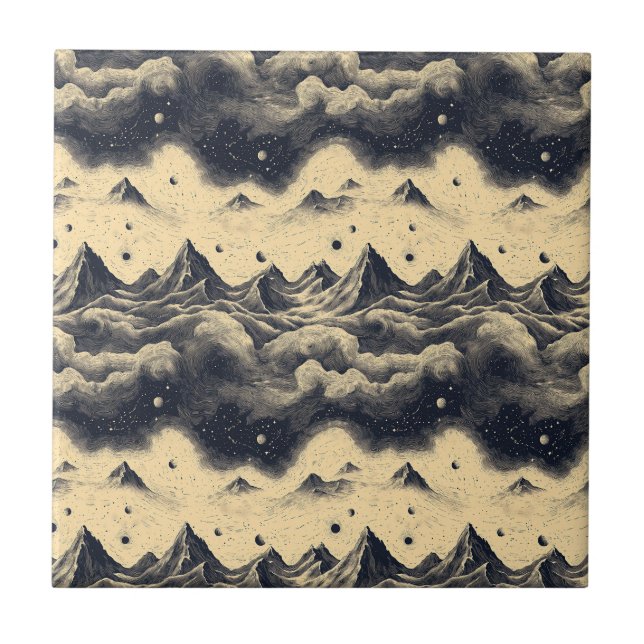 Vintage Mountain Clouds Landscape (3) Tile (Front)