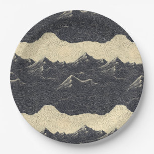 Vintage Mountain Clouds Landscape (6) Paper Plate