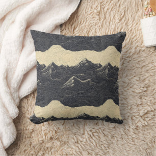 Vintage Mountain Clouds Landscape (6) Throw Pillow