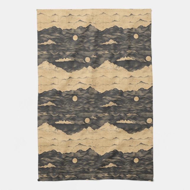 Vintage Mountain Clouds Landscape (7) Kitchen Towel (Vertical)