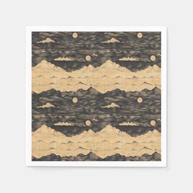 Vintage Mountain Clouds Landscape (7) Napkin (Front)