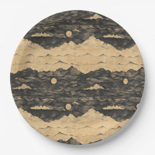 Vintage Mountain Clouds Landscape (7) Paper Plate