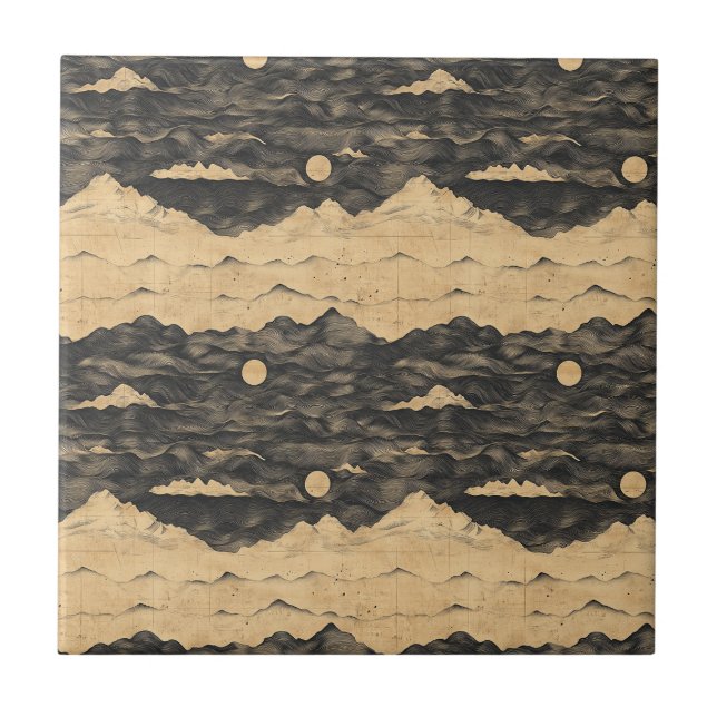 Vintage Mountain Clouds Landscape (7) Tile (Front)