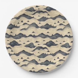 Vintage Mountain Clouds Landscape (8) Paper Plate