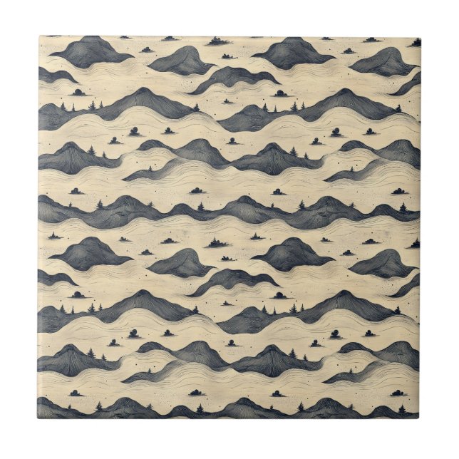 Vintage Mountain Clouds Landscape (8) Tile (Front)