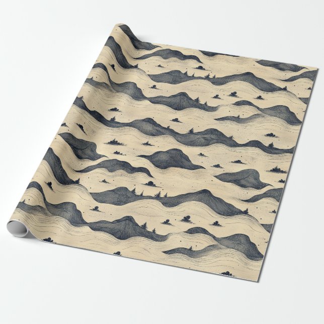 Vintage Mountain Clouds Landscape (8) Wrapping Paper (Unrolled)