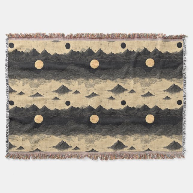 Vintage Mountain Clouds Landscape (9) Throw Blanket (Front)